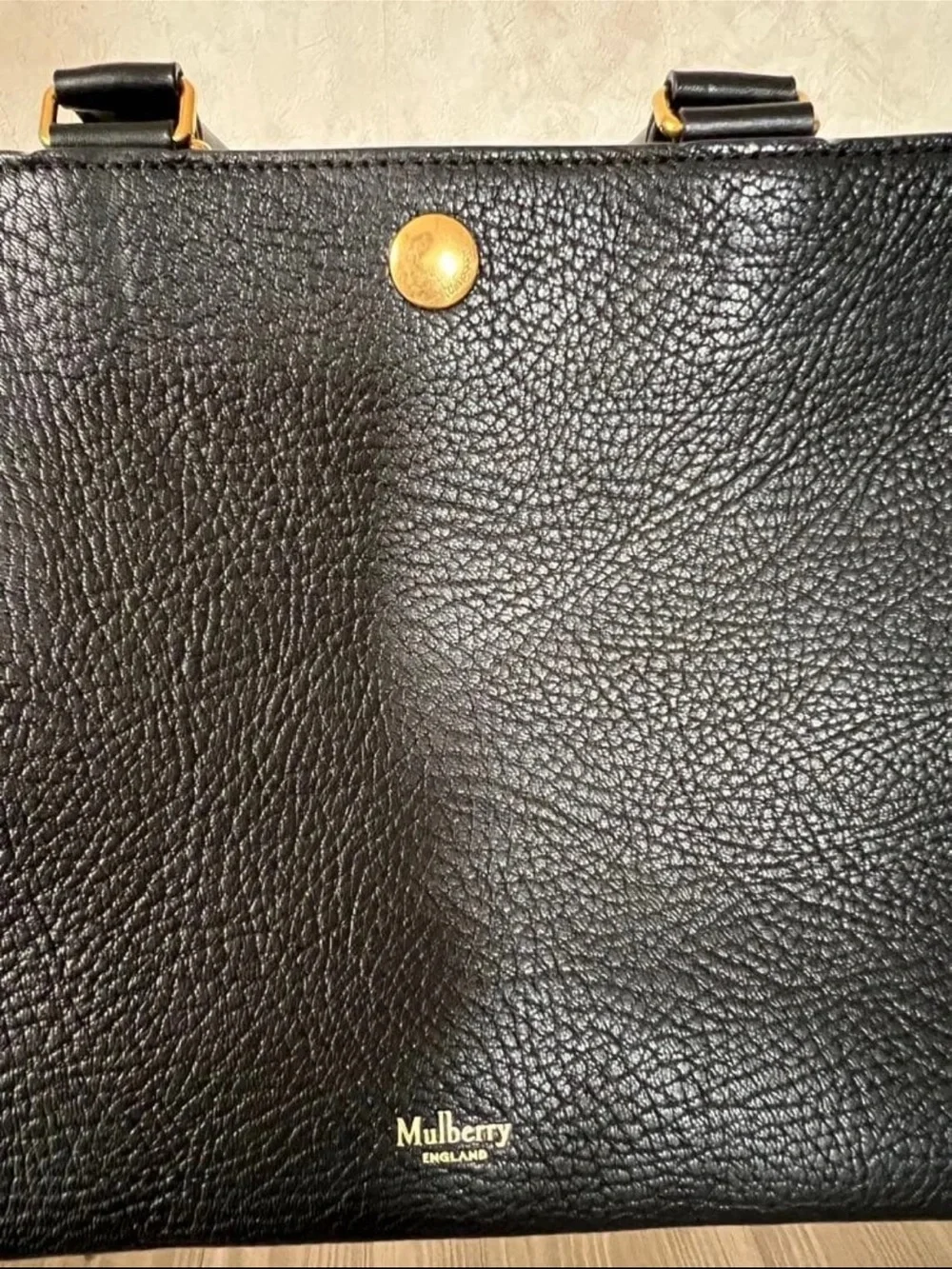 Mulberry Black Leather Satchel with Gold Hardware